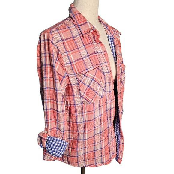 Marc New York Double Brushed 100% Cotton Flannel Size Size Large w/Roll Tabs - Picture 2 of 11